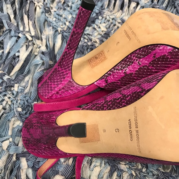 Sigerson Morrison Monte 2 Suede & Snakeskin Pumps - Picture 6 of 8